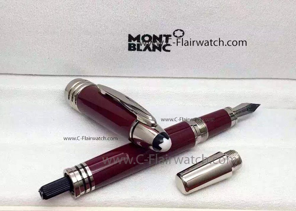 Red Resin Silver Clip JFK Montblanc Fountain Pen for Sale